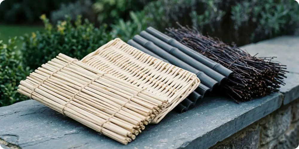 Comparatif visuel des matériaux de canisse pour pergola bambou osier PVC brande