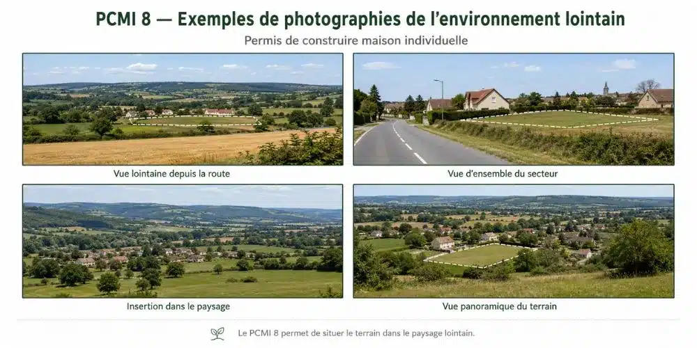 Exemples de photographies de l'environnement lointain pour le PCMI 8 permis de construire