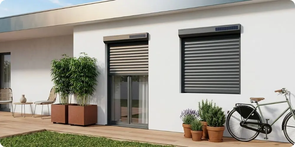 Fenêtres de maison rénovée équipées de volets roulants solaires aluminium