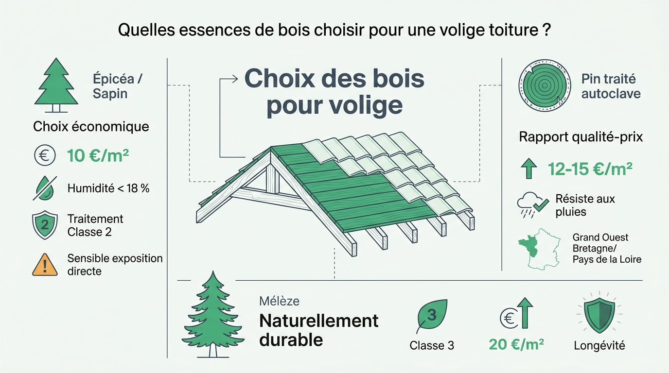 Sélection de bois résineux pour la pose de volige de toiture