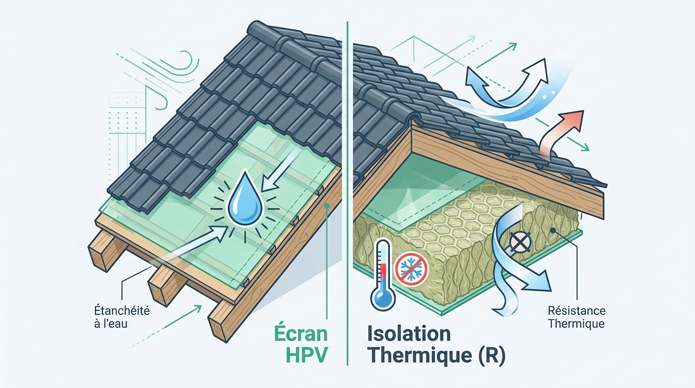 Comparaison technique entre écran de sous-toiture classique et membrane isolante