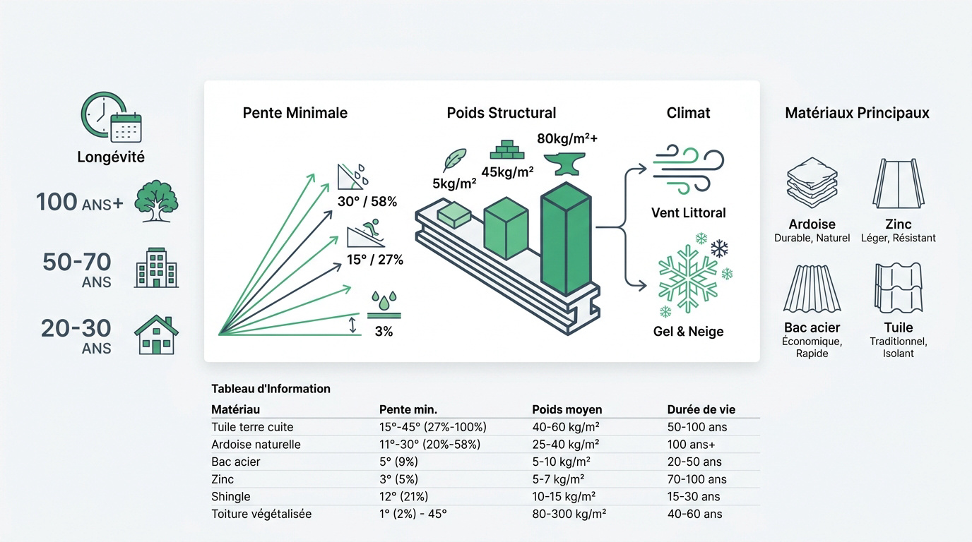 Comparatif technique des matériaux de toiture selon la pente et le poids