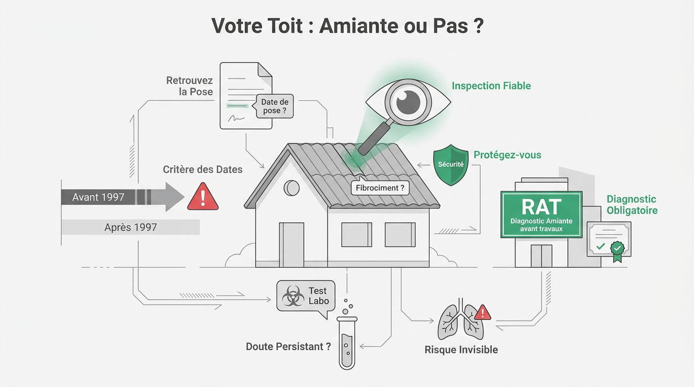 Inspection d'une toiture en plaques de fibrociment pour détection d'amiante