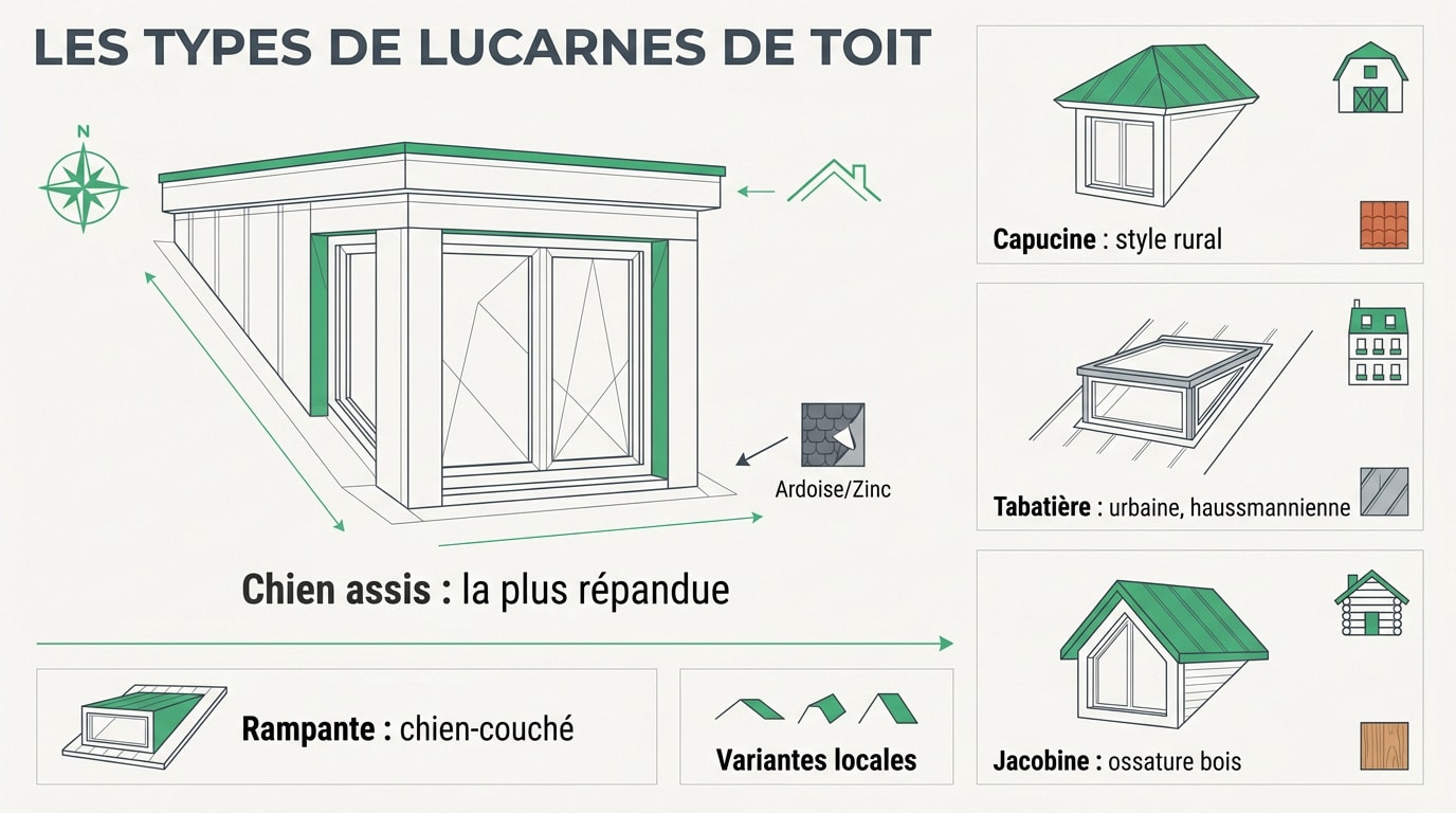 Différents modèles de lucarnes de toit pour l'aménagement des combles
