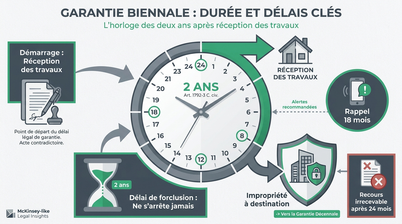 Calendrier et documents de réception des travaux pour la garantie biennale