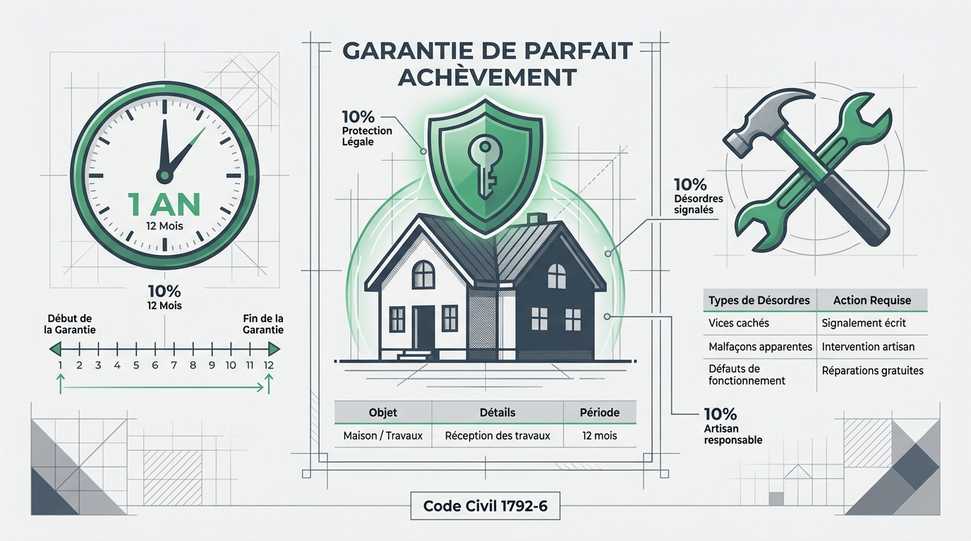 Artisan du bâtiment vérifiant des travaux de rénovation pour la garantie de parfait achèvement