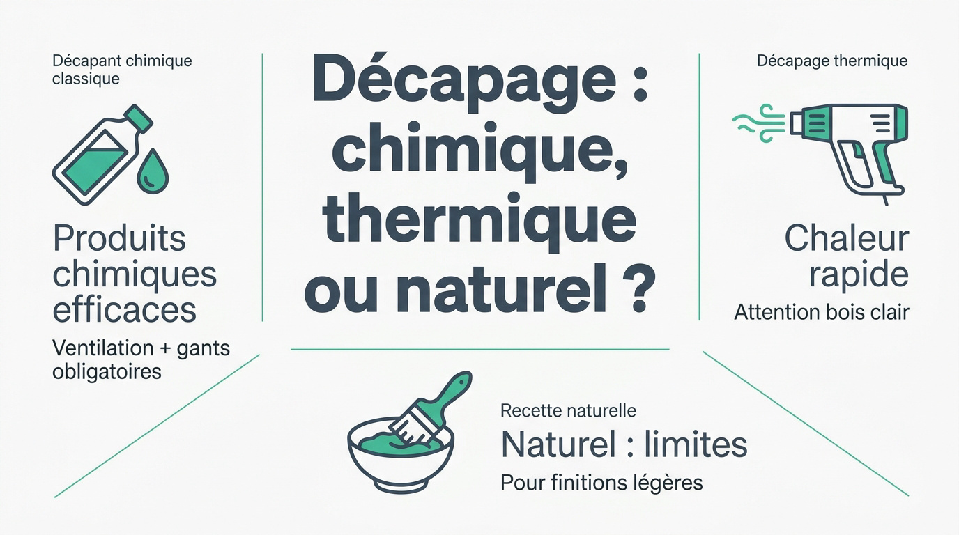 Comparaison des outils de décapage chimique, thermique et naturel pour restaurer une table en bois