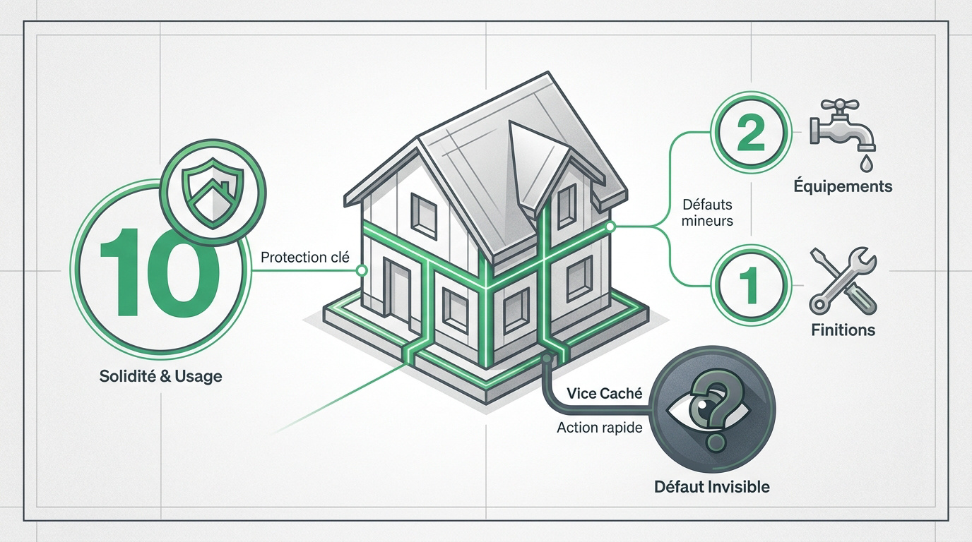 Infographie récapitulative des garanties légales pour l'achat d'une maison