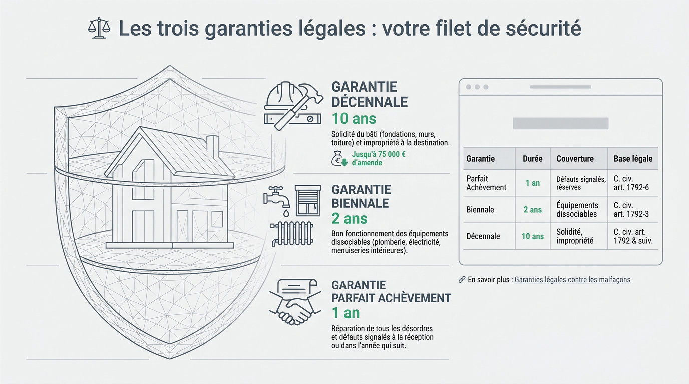 Tableau récapitulatif des garanties légales pour travaux de rénovation