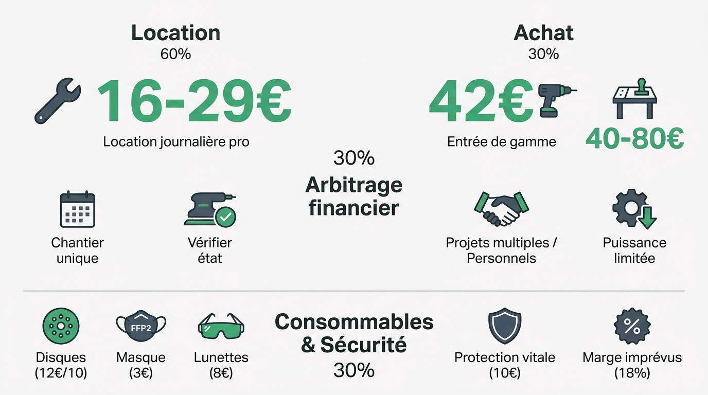 Comparatif entre la location et l'achat d'une ponceuse orbitale pour bois
