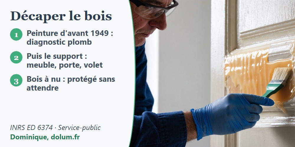 Décapant en gel appliqué sur une porte en bois moulurée pour enlever la vieille peinture
